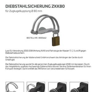 Bedienungsanleitung Diebstahlsicherung ZKK80