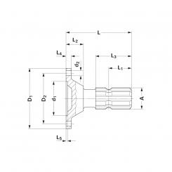 FL-ZAPFEN D120 TK101,5 B8-8 1 3/8-21 R-NUT L90 1044897 Ds Walterscheid® Walterscheid® Embout à bride TK 101,5 - 1044897