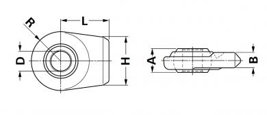 UL CAT.2H B28,4-45 L70 70X22 Kugelgelenkkopf Unterlenker 3 Walterscheid® Ball ends for lower links Walterscheid® Ball part of joint UL CAT.2H - 1306383