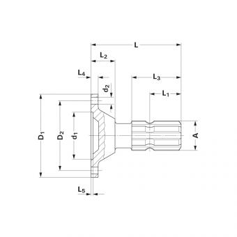 FL-ZAPFEN D100 TK84 B8-6 1 3/8-6 R-NUT L110 1042694 Ds Walterscheid® Walterscheid® Flanschzapfen TK 84 - 1042694