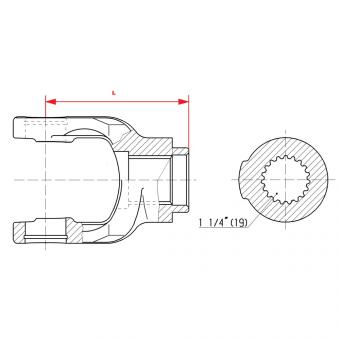 NG 2300 ZNP1 1/4-19 F.ZS AZ42,8 L95  Walterscheid® Walterscheid® Nabengabel NG 2300 - 1045537