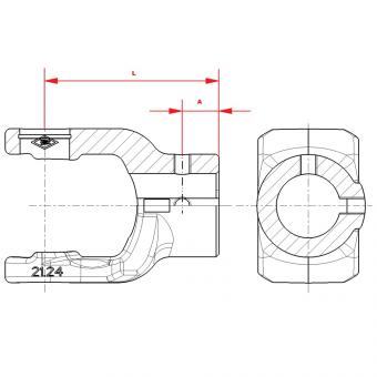 NG 2300 RZ1 3/8H8 P5/16 GZ3/8UNC-2 L95  Walterscheid® Walterscheid® Hub yoke NG 2700 - 1380270