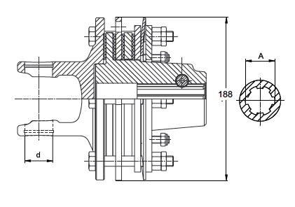 K90/4T 2400 KNP1 3/8-6 CC 120TOL  Walterscheid® Friction clutches Walterscheid® Friction clutch K 90/4T - 1156167
